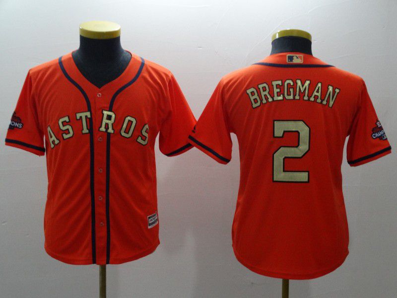 Youth Houston Astros #2 Bregman Orange Champion Edition MLB Jerseys->->Youth Jersey